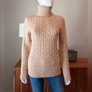 Theory "Loryelle" 100% Wool Cable Knit Turtleneck Sweater - Oatmeal - Size M